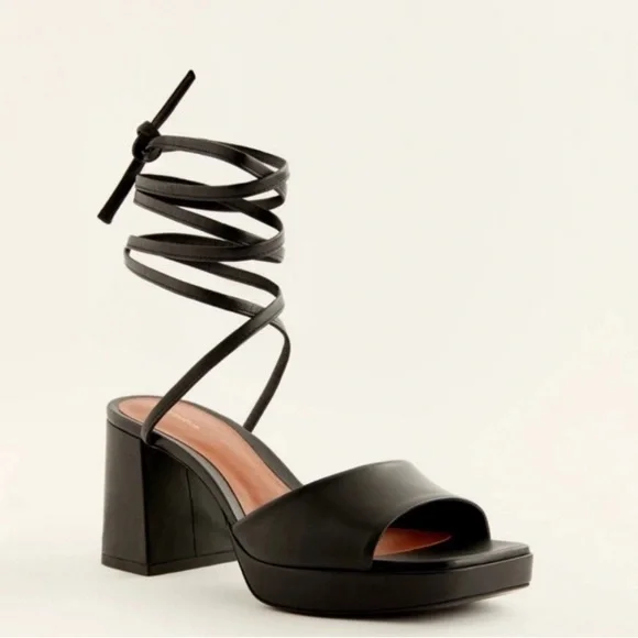Reformation Black Platform Shoes with Strappy Design - Picture 2 of 6